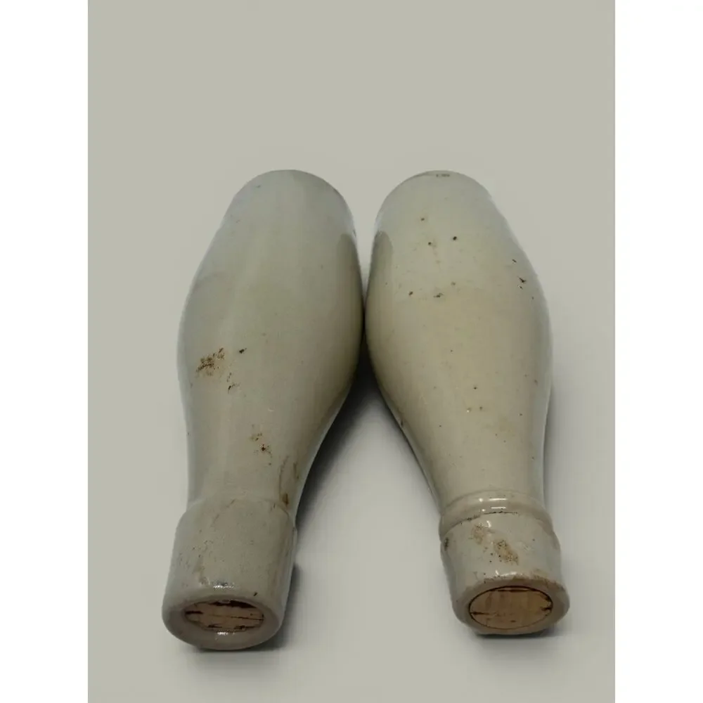 Pair Antique Port Dundas Glascow Stoneware Ginger Beer Bottles Varied Lips CORKS